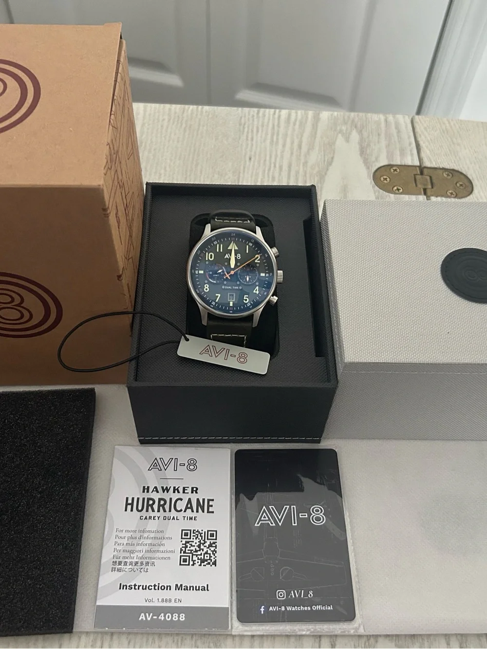 AVI-8 Dual Time Pilot Watch in Green and Black